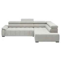 Ecksofa Gremio Rechts Chenille, Webstoff Grauweiss 