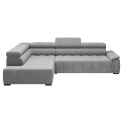 Ecksofa Gremio Links Blaugrau Chenille, Webstoff Blaugrau 