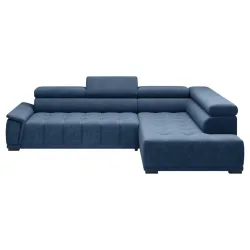Ecksofa Gremo Rechts Dunkelblau Chenille, Webstoff Dunkelblau 