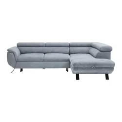 Ecksofa Raven Grau Webstoff Grau 