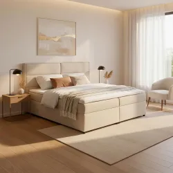 Boxbett Kiara Ca. 180x200cm Beige Mit Topper 180/200 cm Beige 