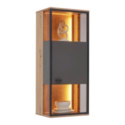 Hängevitrine Florenz Grau/schwarz/eiche Artisan Grau, Schwarz, Eiche Artisan 