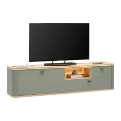 Tv-element Lagos -Exklusiv- Salbeigrün, Eiche Artisan 210,2/51,3/37,5 cm 