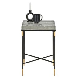 Beistelltisch In Schwarz/gold Metall, Glas 