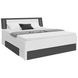 Stauraumbett In Weiss/graphitfarben 180/200 cm Graphitfarben, Weiss 