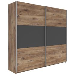 Schwebetürenschrank Saturn In Graphit/eichefarben 218/210/59 cm Graphitfarben, Eichefarben 