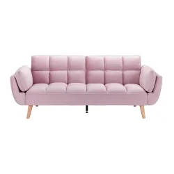 Schlafsofa Cora Rosa Samt Rosa Holz, Textil 
