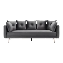 Sofa Luis Grau Samt Holz, Metall, Textil Grau 