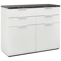 Kommode In Anthrazit/weiss , , 4 Schublade(n) 