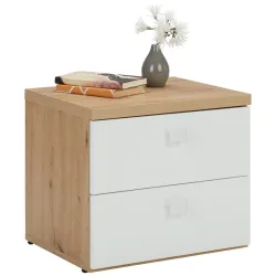 Nachtkästchen In Weiss/eichefarben 49/44/40 cm Weiss, Eichefarben 
