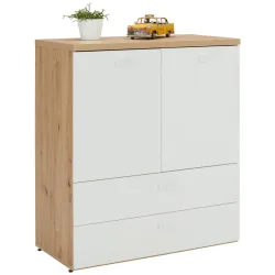 Kommode In Weiss/eichefarben , 90/100/45 cm , 2 Schublade(n) 