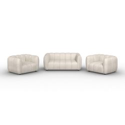 Sitzgarnitur Sandra Holz, Textil Creme 