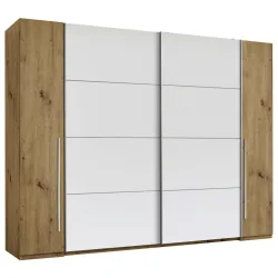 Schwebetürenschrank In Weiss/eichefarben 312/225,5/60,3 cm Weiss, Eichefarben 