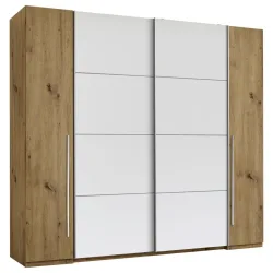 Schwebetürenschrank In Eichefarben 267/226/61 cm Weiss, Eichefarben 