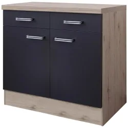 Küchenunterschrank Anthrazit/eiche