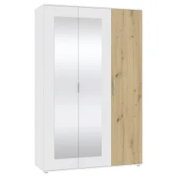Drehtürenschrank Jan Weiss/eiche Artisan 135/210/52 cm Weiss, Eiche Artisan 