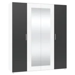 Drehtürenschrank Jan Anthrazit/weiss 180/210/52 cm Anthrazit, Weiss 