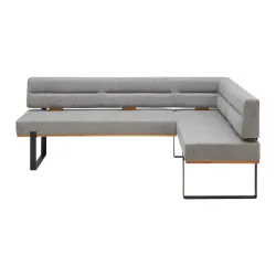 Eckbank In Grau Holz, Metall, Textil Grau 