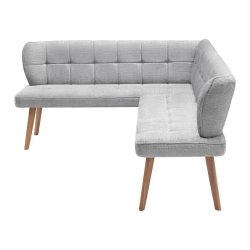 Eckbank Alba Links Hellgrau Holz, Textil Hellgrau 