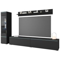 Wohnwand Vera | Schwarz/graphit Graphitfarben 210/130/33 cm 