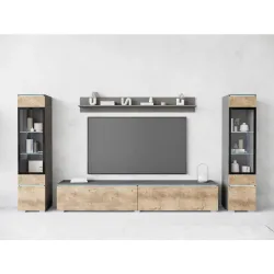 Wohnwand Vera Ii Anthrazit, Kastanieneichefarben 240/130/33 cm 