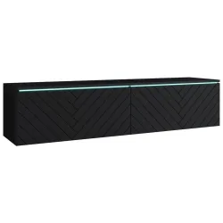 Lowboard D140 Schwarz Mit Fischgräte Schwarz 
