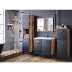 Badezimmer Malo Eiche Wotan/schwarz 