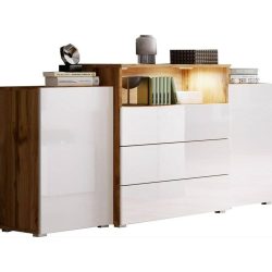 Sideboard Urbaniii Weiss Hg/eiche Wotan  150/80,7/39 cm 3 Schublade(n) 