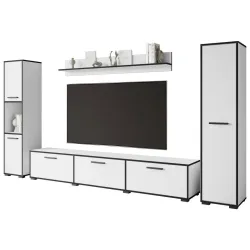 Wohnwand Bogota Xl Weiss/graphitfarben Graphitfarben, Weiss 240/130/31 cm 