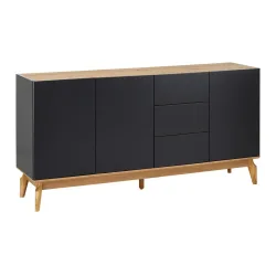 Sideboard Fosco Grau/eichefarben Mdf/echtholz  160/80/40 cm 