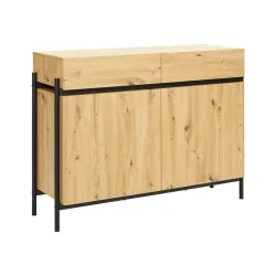 Sideboard Jasmina In Eichenfarben/schwarz Massiv  118/90/41,5 cm 2 Schublade(n) 