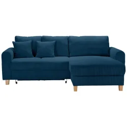 Ecksofa Lille Blau Cord Blau 