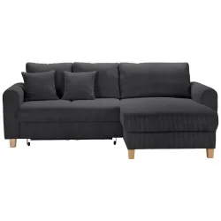 Ecksofa Lille Dunkelgrau Cord Dunkelgrau 