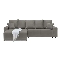 Ecksofa Alatri Dunkelgrau Webstoff Dunkelgrau 