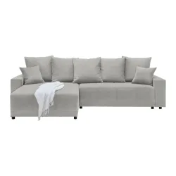 Ecksofa Alatri Grau Webstoff Silberfarben 