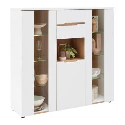 Highboard Dallas Weiss/eiche Artisan  130/127/38 cm 1 Schublade(n) 