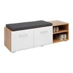 Garderobenbank In Grau/weiss/eichefarben 126/42/40 cm 