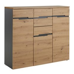 Kommode In Graphitfarben/eiche Artisan , 120/107/38 cm , 2 Schublade(n) 