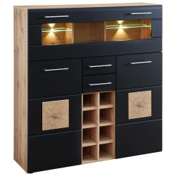 Highboard Sonate Schwarz/eichefarben  120/128/37 cm 