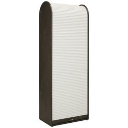 Rolloschrank in Schwarz/Weiß.