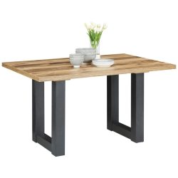 Esstisch In Eiche/schwarz Holzwerkstoff 160/70/74 cm 