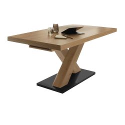Ausziehtisch In Schwarz/eiche Artisan Holzwerkstoff 