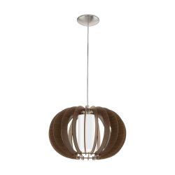Pendellampe Stellato 3 Braun/Weiss Stahl/Holz 130 cm - Farbe: braun-weiss - Material: Holz/Stahl - Pendellampe