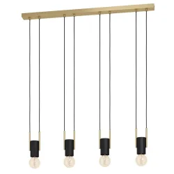 Eglo Pendellampe Bitachito Schwarz Stahl 5.5 cm 110 cm - Farbe: Schwarz/Messing - Pendellampe