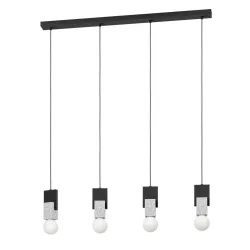 Eglo Pendellampe Lobatia Schwarz Stahl/Holz 5.5 cm 110 cm - Material: Holz/Stahl - Pendellampe