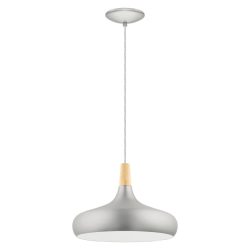 Pendellampe Sabinar Braun/Silber Stahl/Holz 110 cm - Farbe: silber-braun - Material: Holz/Stahl - Pendellampe