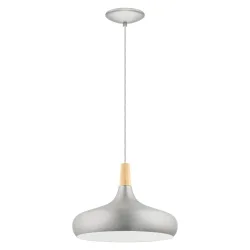 Pendellampe Sabinar Braun/Silber Stahl/Holz 110 cm - Farbe: silber-braun - Material: Holz/Stahl - Pendellampe