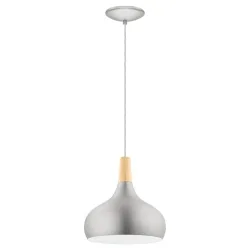 Pendellampe Sabinar Braun/Silber Stahl/Holz 110 cm - Farbe: silber-braun - Material: Holz/Stahl - Pendellampe