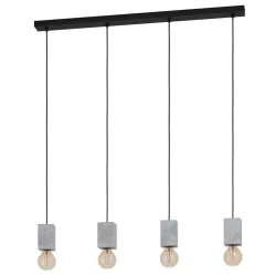 Eglo Pendellampe Prestwick 3 Grau/Schwarz Beton/Stahl 5.5 cm 92.5 cm - Farbe: schwarz/grau - Material: Stahl/Beton - Pendellampe