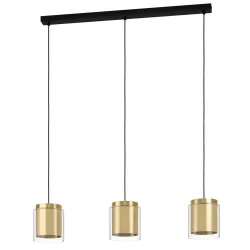 Eglo Pendellampe Lagunitas Schwarz Stahl/Glas 91 cm 110 cm - Farbe: Schwarz/Messing - Material: Glas/Stahl - Pendellampe